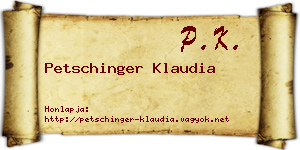 Petschinger Klaudia névjegykártya